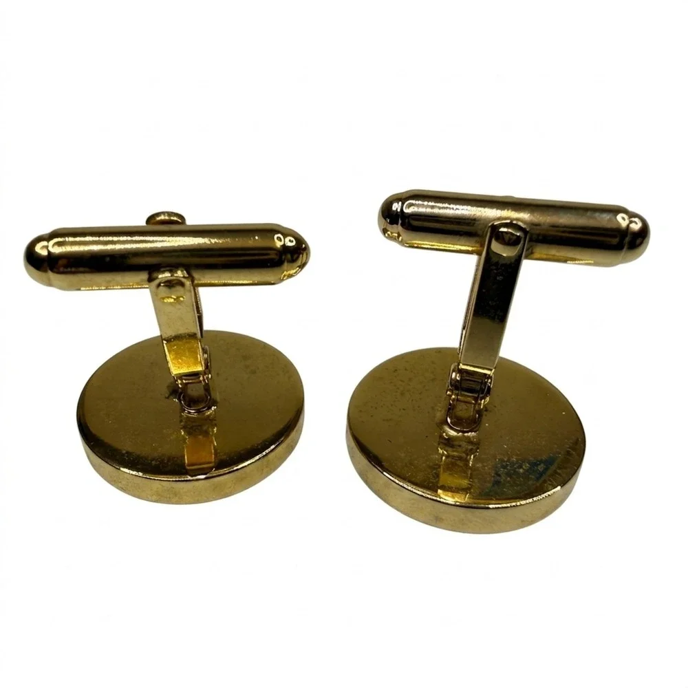 Elegant Gold Tone Mother of Pearl Cufflinks Men's Classic Dress Shirt Accessory